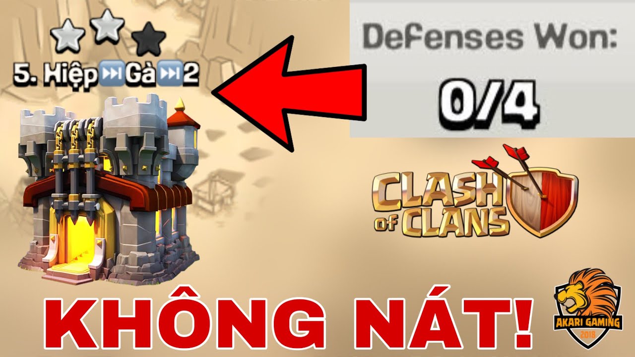 BASE TH11 THỦ 4 LƯỢT KHÔNG NÁT TRONG TRẬN WAR 5 vs 5 Clash of clans 