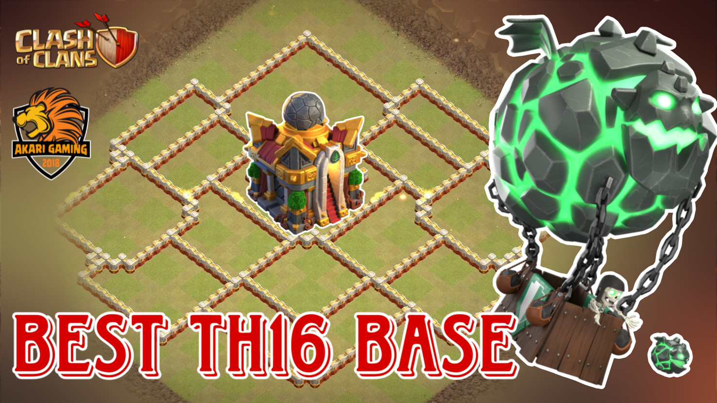 Base TH16 Thủ 10 Lượt Đánh Trong 1 War Chống Lính Sự Kiện Clash of clans