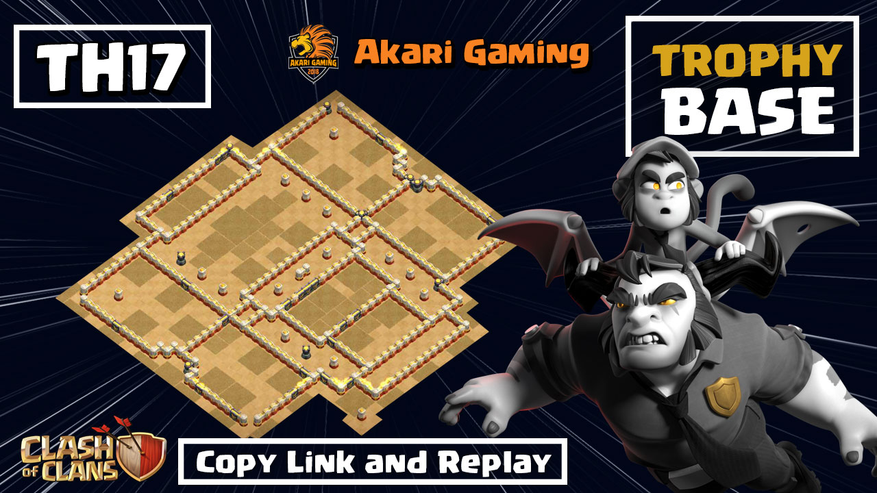 Base TH17 Cùi Bắp Thủ 1 Sao Rank 5k7 Huyền Thoại Với Súng Cối Bắn Đá clash of clans 