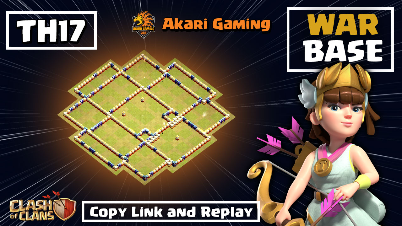 New Base TH17 Thủ 12 Lượt Đánh Không Nát Trong 1 War Clash of clans | Akari Gaming