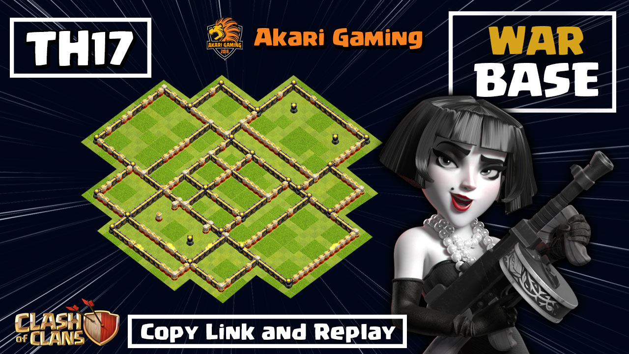 New Base TH17 Thủ 8 Lượt War Không Nát Dùng Tháp Móc Kéo Clash of clans 