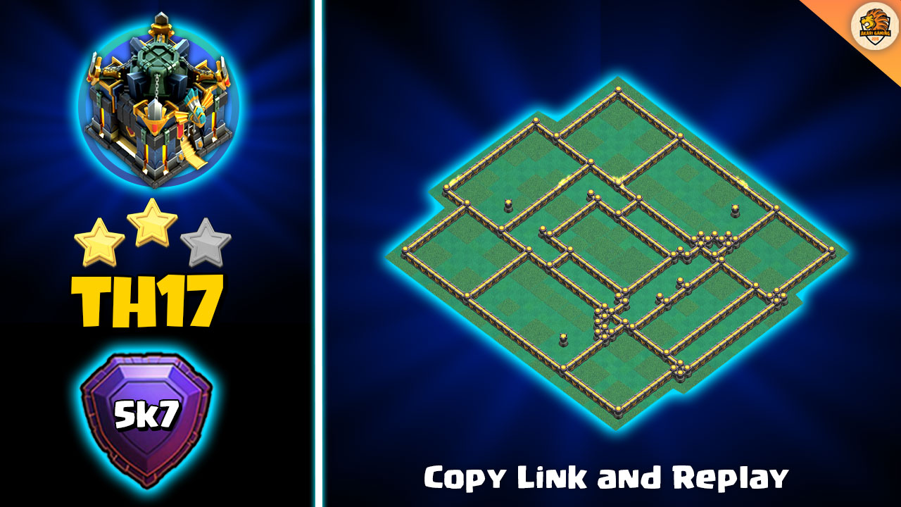 Trophy Base TH17 Rank 5k8 Thủ 2 Sao Có Súng Cối Bắn Đá Tháng 9 2025 Clash of clans 