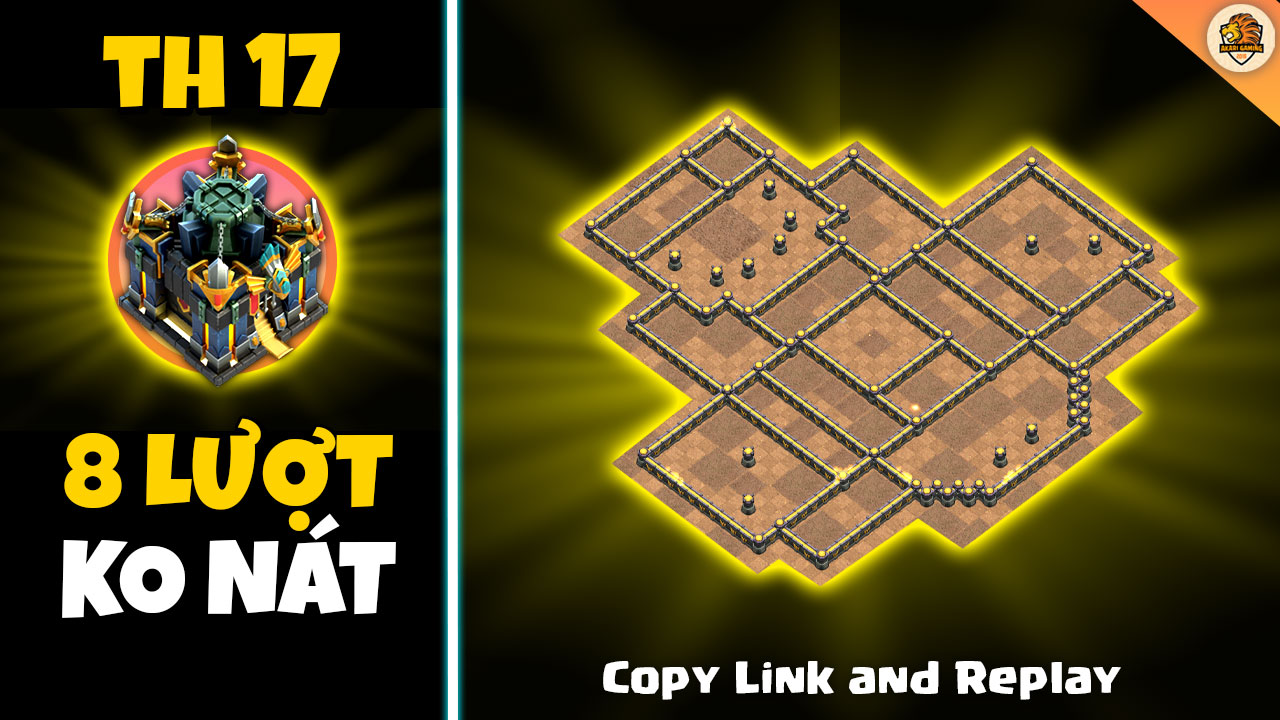 War Base TH17 Thủ 8 Lượt Không Nát Dùng Súng Cối Bắn Đá Clash of clans 